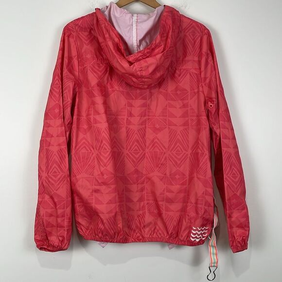 Billabong Red-Orange Women’s Large Belt Pack Windbreaker Jacket In A Bag Hooded - Picture 5 of 9